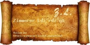 Zimmerer Lóránt névjegykártya